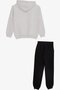 Girl's Tracksuit Set, Stony Text Printed Hoodie, Age 8-12, Beige Melange - 2