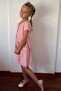 Girl's Linen Dress Buttoned with Side Pockets 6-12 Years, Pink