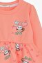 Girl's Long Sleeve Dress, Cute Bunny Pattern, 1.5-5 Years, Salmon - 3