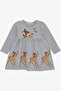 Girl's Long Sleeve Dress Cute Ceylan Printed 2-6 Years, Gray Melange