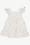 Girl's Dress Floral Frilly Embroidered 2-6 Years, Ecru - 6
