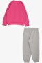 Girl's Tracksuit Set Flower Themed Rabbit Embroidered 1-4 Years, Fuchsia - 2