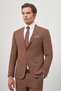 Men's Tan Striped Mono Collar 6 Drop Slim Fit Slim Fit Suit 1001245106 - 5