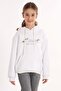 Cat Printed Kangaroo Pocket White Color Girl's Hooded Sweatshirt - 2