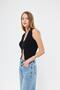 Women's Black Corded Vest Women's Blouse Y3107 - 3