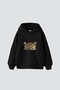 Leopard Eyes Printed Oversize Unisex Premium Black Hoodie