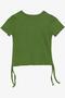 Girl's T-Shirt with Gathered Sides, Age 8-14, Khaki Green - 5