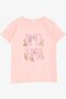 Girl's T-Shirt Glitter Text Flower Printed 10-16 Years, Salmon