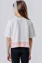 Girl's Crop T-Shirt with Text Print and Side Slits, Age 9-14, Ecru - 3