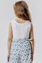 Girl's Strap T-Shirt with Text Embroidery and Bows on the Sides 8-14 Years, White - 2