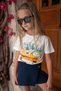 Girl's T-Shirt Belt Length Cute Sushi Friends Printed 5-14 Years, Ecru - 2
