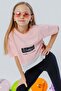 Girl's Crop T-Shirt with Side Slits and Text Printed Age 9-14, Pink - 2