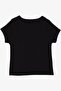 Girl's T-Shirt Belt Length Text Printed 8-14 Years, Black - 2