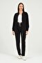 Maternity Front Zipper Pocket Mom Fit Soft Textured Thessaloniki Tracksuit Set Black - 2