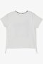Girl's T-Shirt Text Printed Glitter Side Gathered 9-14 Years, Ecru - 2
