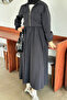 Black Double Skirt Set - Front Zipper Detail - 3