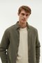 Men's Khaki Textured Regular Fit Long Sleeve Shirt