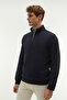 Zippered Lapel Neck Sweatshirt