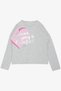 Girl's Long Sleeve T-Shirt Gilded Text Printed Heart 6-12 Years, Light Gray Melange - 5