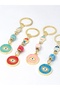 Slanted Eye Glass Car Ornament, Car Evil Eye and Gold Gold Keychain Set - 3