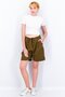 Women Solid Tie Loop Basic Shorts, Olive - 4