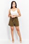 Women Textured Basic Shorts, Olive - 2