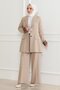 Leopard Patterned Suit Beige 19218 - 3