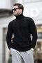 Black Turtleneck Patterned Men's Sweater E7292