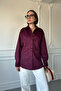 Burgundy Suede Piece Shirt - 3