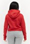 Women Hooded Neck Graphic Printed Cropped Sweatshirt, Red - 3