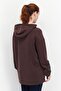 Women Hooded Long Sleeve Plain Sweatshirt, Dark Brown - 2