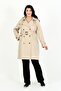 Women's Ecru Lined Water Repellent Bondit Plus Size Trench Coat