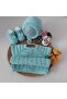 Water Green Newborn Gift Baby Hand Knitted Cotton Vest Lora Hat Booties Triple Set 0-12 Months - 2
