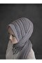 Silvery Light Gray Embroidered Ready Turban Ready-Made Shawl Ready-Made Veil