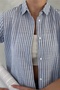 Women's Blue Striped Slim Fit 100% Cotton Shirt - 4