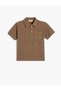 Polo Neck T-Shirt Textured Buttons Short Sleeve Cotton - 3