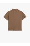 Polo Neck T-Shirt Textured Buttons Short Sleeve Cotton - 4