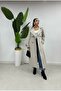 Rear Slit Detailed Torino Fabric Trench 120cm - Cream - 2