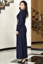 Navy Blue Lavin Evening Dress - ELBNMD1477 - 2
