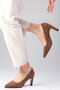 Beliz Genuine Suede Tan Color Women's Stiletto Shoes - 6