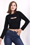 Women's Black Autumn&Winter 2-Piece Crop Set Thin Knitwear Knitted Blouse&Sweater - 5