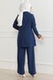 Leopard Patterned Suit Indigo 19218 - 4