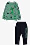 Baby Boy Tracksuit Set Dinosaur Printed 9 Months-3 Years, Mint Green