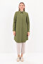 Khaki Hidden Placket Cotton Shirt Tunic - 2
