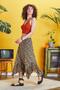 Bohemian Style Patterned Flounce Skirt with Elastic Waist