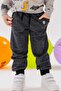 Girls & Boys Sweatpants with Emblem, Pocketed, and Drawstring Accessory, Ages 1.5-5, Black Melange