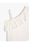 One Shoulder Textured Blouse - Ruffled Sling Detail - 3