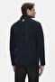 Gremıo Navy Blue Fleece Stand Collar Embroidered Standard Fit Men's Sweatshirt - 3