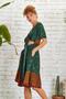 Cut Out Detailed Flounced Patterned Half Sleeve Bohemian Dress - 3
