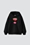 My Strawberry Printed Oversize Unisex Premium Black Hoodie